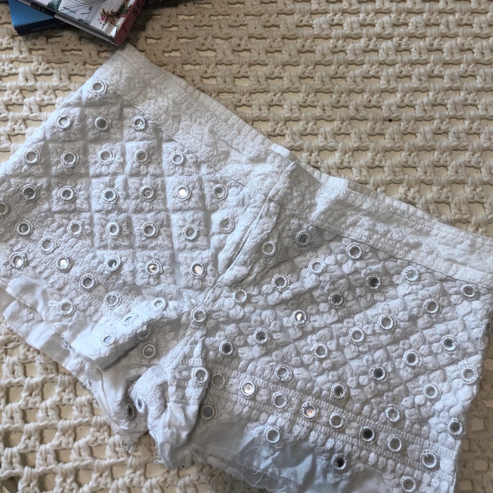 Free people white mirror embroidered shorts